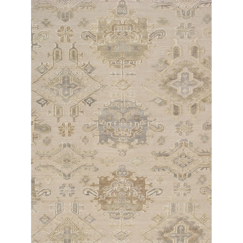 Pasargad Home Oushak Hand-Knotted Beige/Green Wool Area Rug