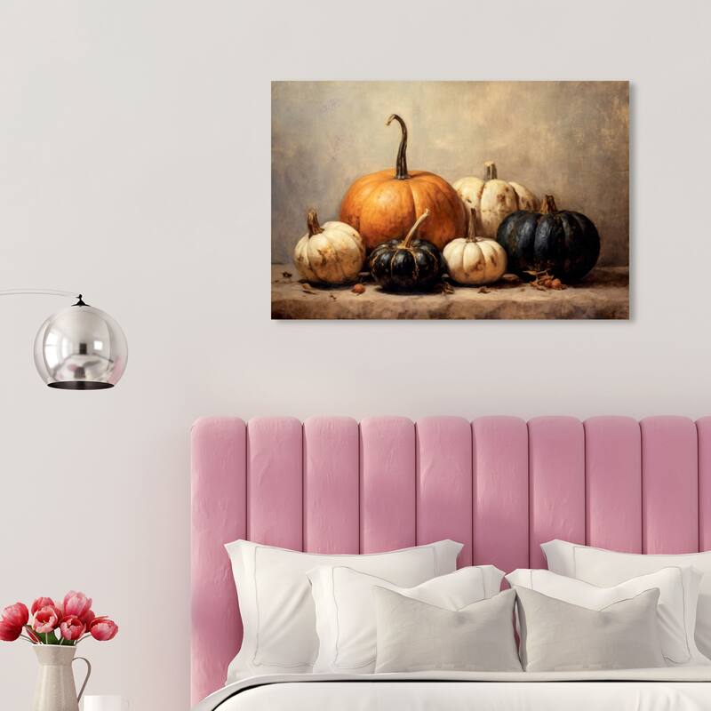 Wynwood Studio Canvas Classic and Figurative Pumpkin Variety II Orange and Pumpkin Traditional Wall Art Canvas Print - 30 x 20