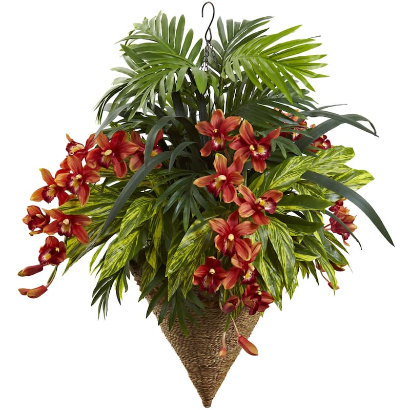 Hanging Basket Tropical Mountain Mix - Lush Greenery Indoor Outdoor Decor