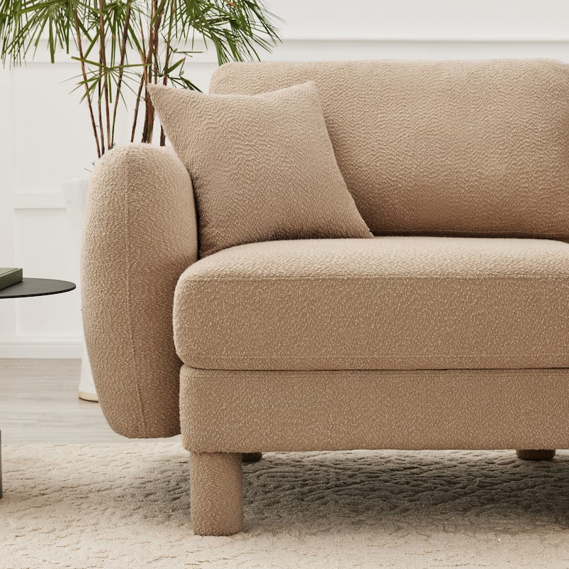 GDFStudio - Boucle 2-Seater 78" Sectional Loveseat Sofa with Removable Ottoman