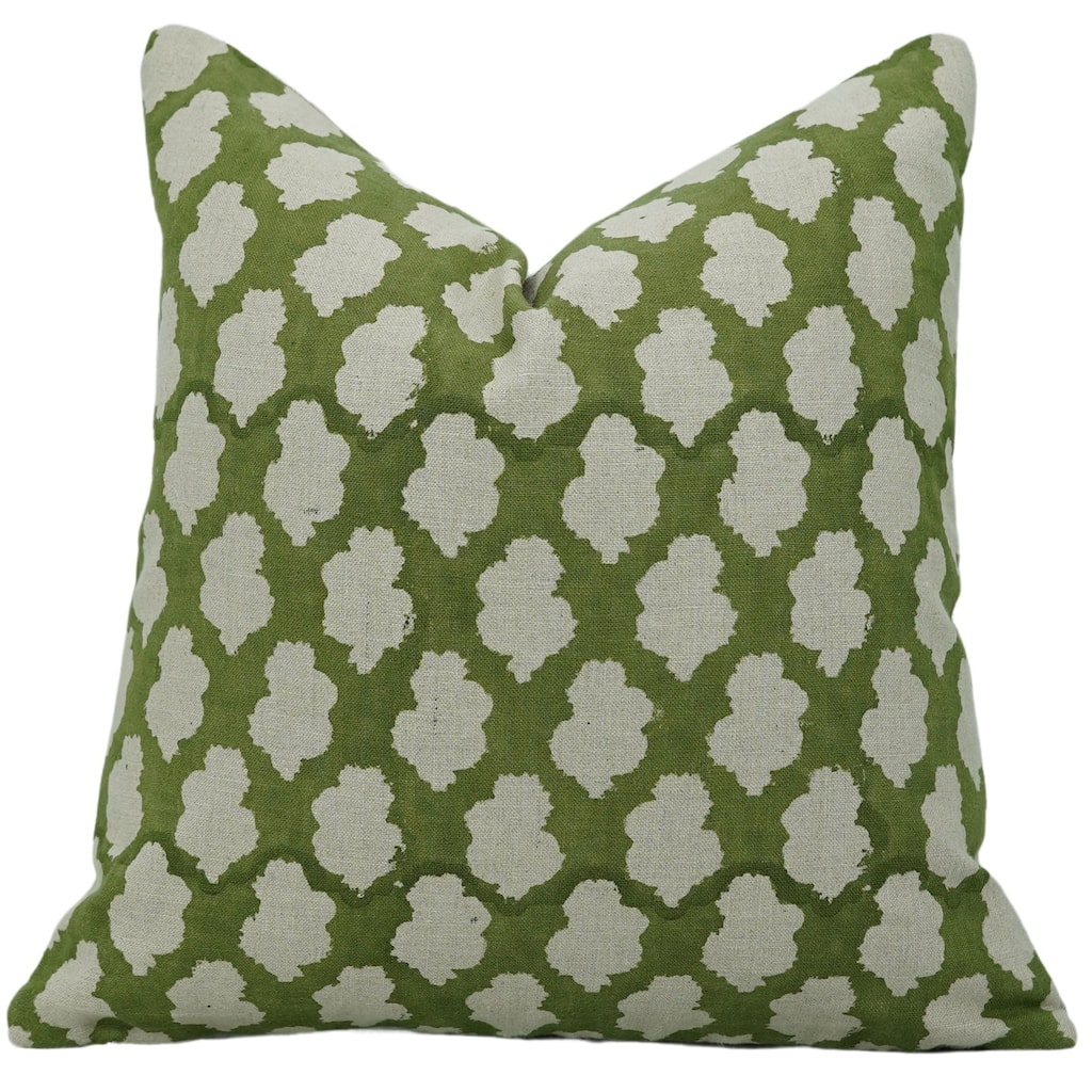 Linen Farmhouse Block print pillow Cover - Badal