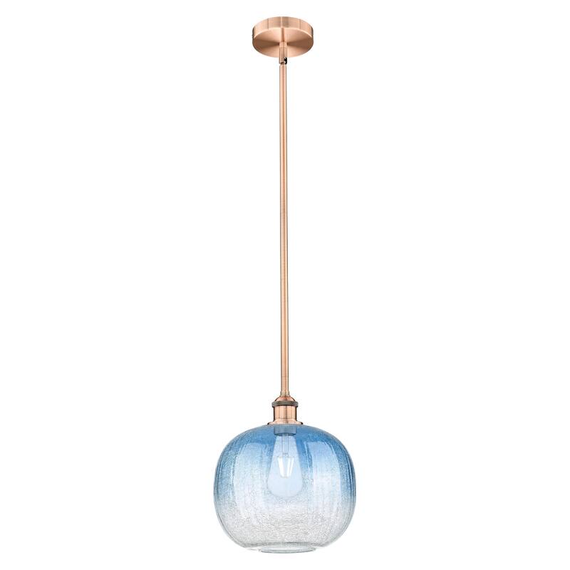 Innovations Lighting Endless Possibilities Edison - Brookhaven Sphere - 1 Light 11" Stem Hung Mini Pendant - Antique Copper/Sapphire Blue