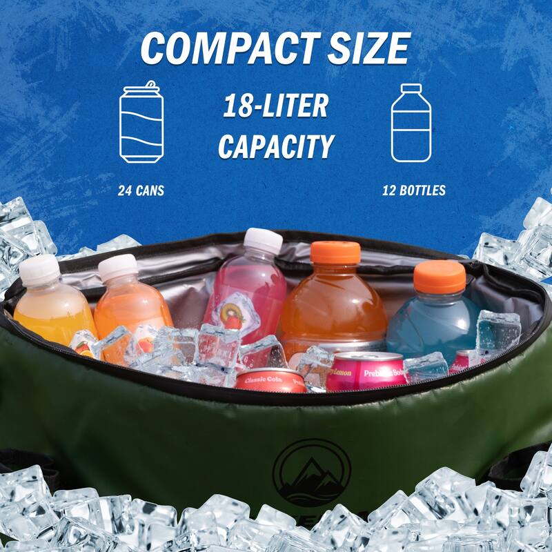 Kayak Cooler - 18L Seat Back Fishing Cooler - Water-Resistant Insulated Bag - 8-12 Hour Cooling Time by Wakeman Outdoors