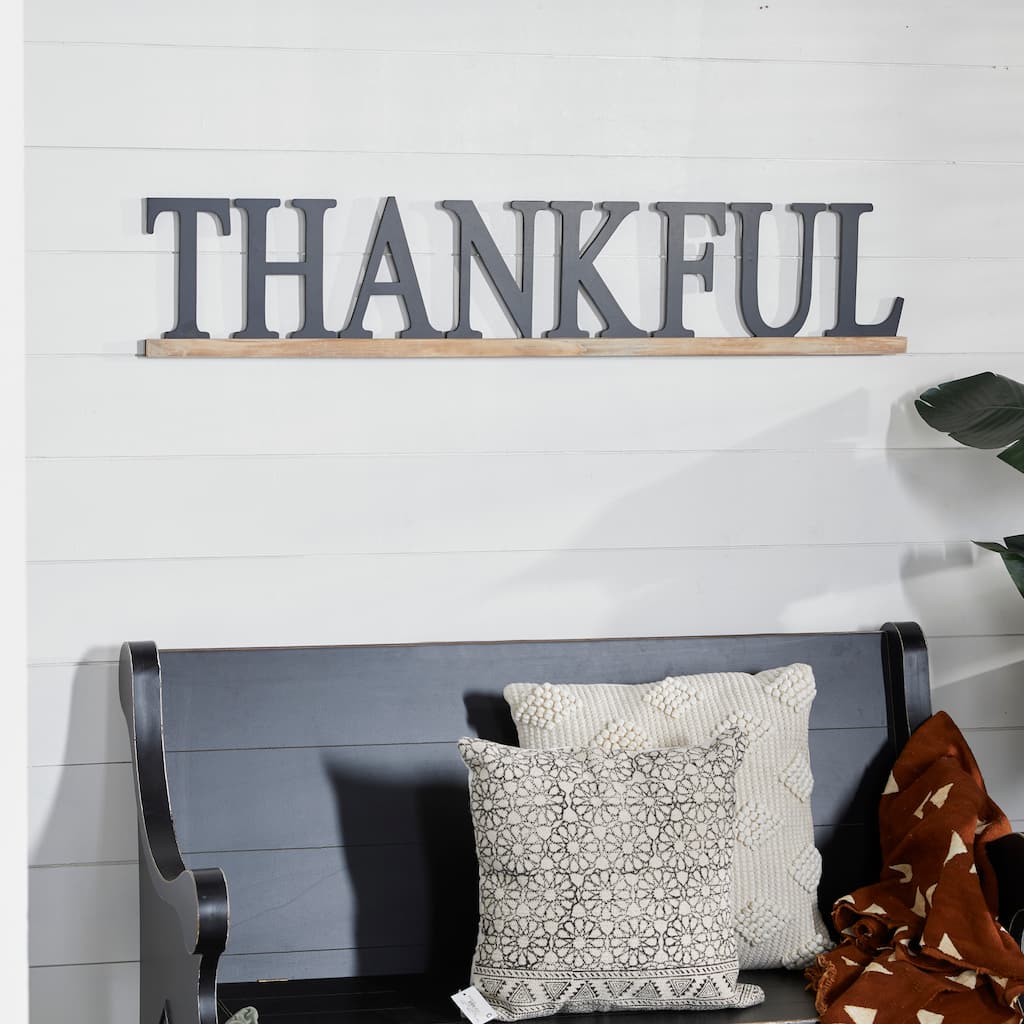 Black Wood Traditional Wall Decor 10 x 48 x 1