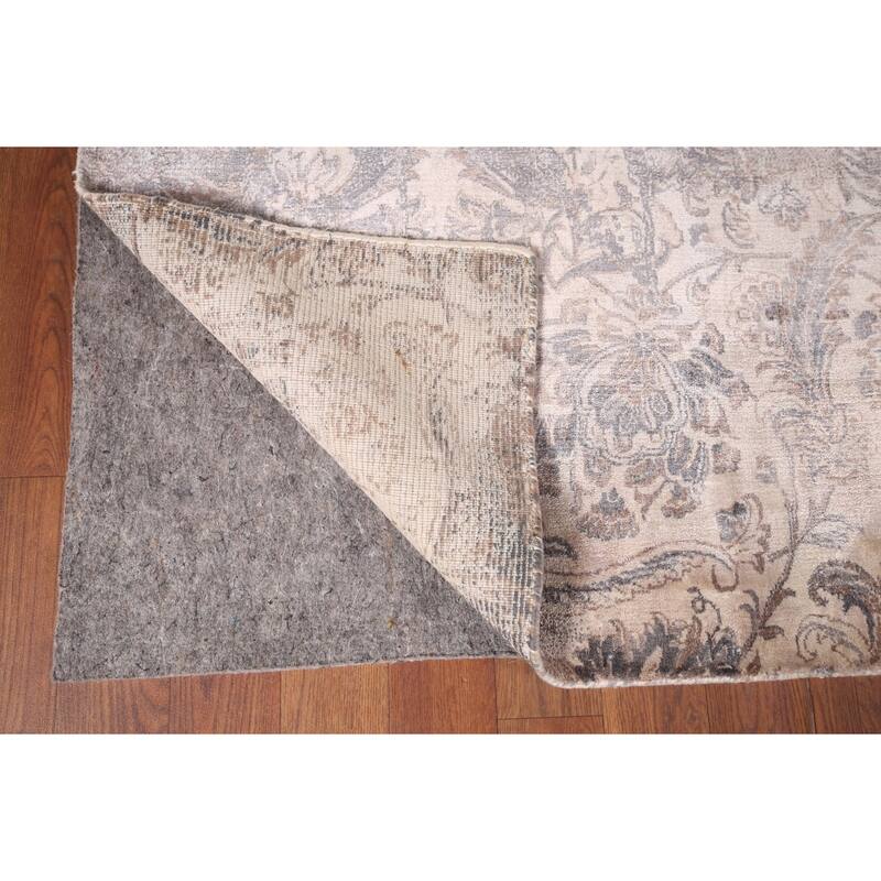 Silver Gray Abstract Indian Area Rug Handmade Wool Carpet - 5'1"x 8'0"