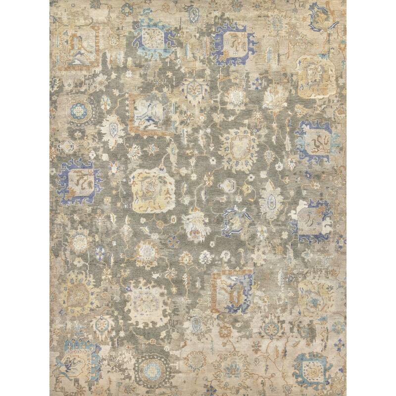 EXQUISITE RUGS Essex Hand-knotted New Zealand Wool Brown/Grey/Blue Area Rug.