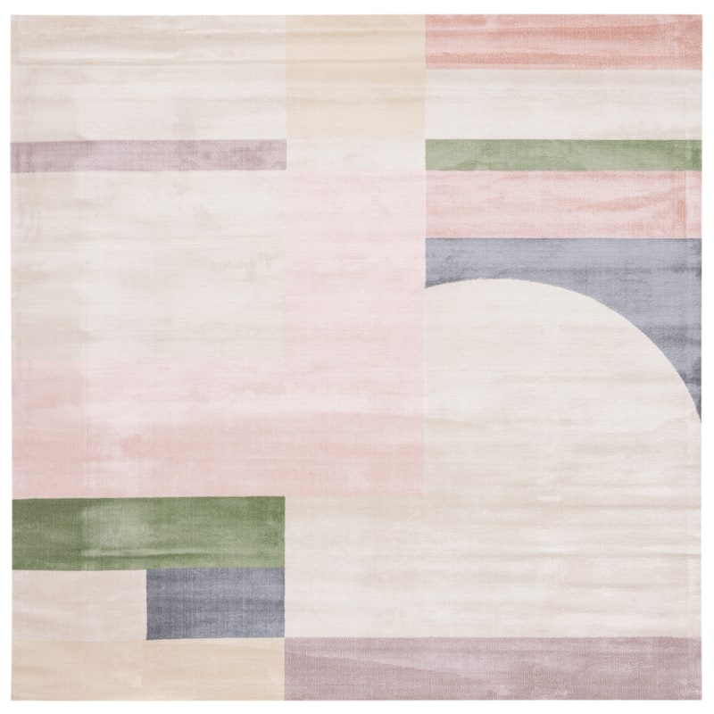 SAFAVIEH Orwell Theodocia Mid-Century Modern Rug - 5'3" Square - Beige/Pink