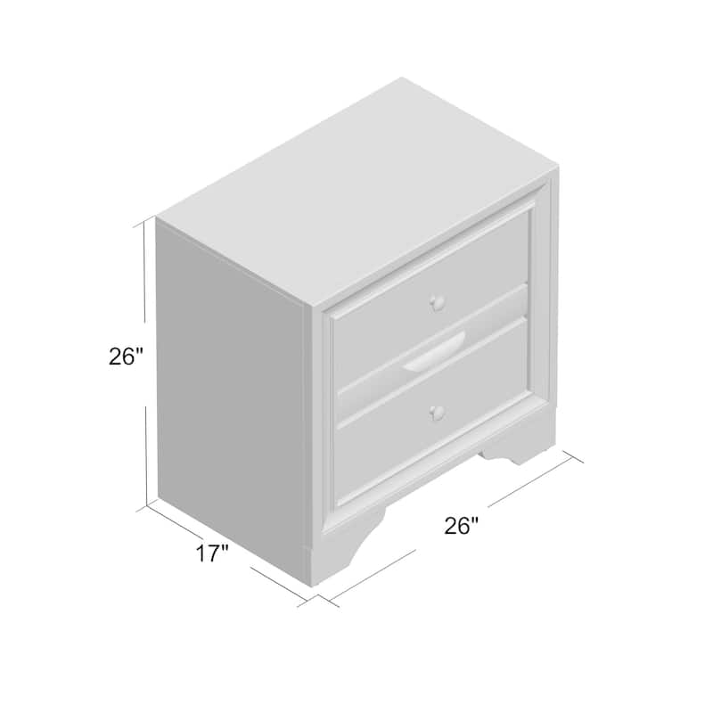 White 3-Drawer Nightstand with Jewelry Drawer, Metal Glide & Chrome Handles