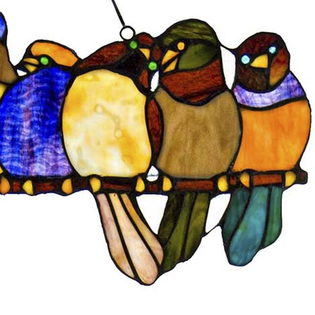 River of Goods Stained Glass 'Birds on Wire' 9.25-in. Window Panel - 24.25"L x 0.25"W x 9.5"H