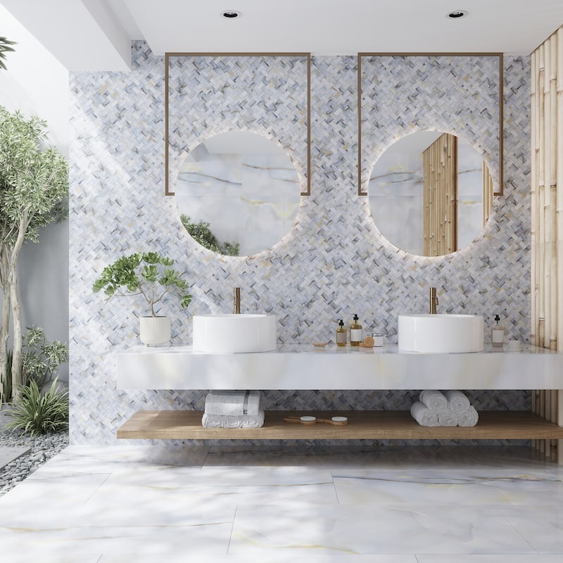 Splendor 24x48 Turchese Porcelain Large Format Onyx Wall and Floor Tile (15.5 sq ft/case) - 2 Pack