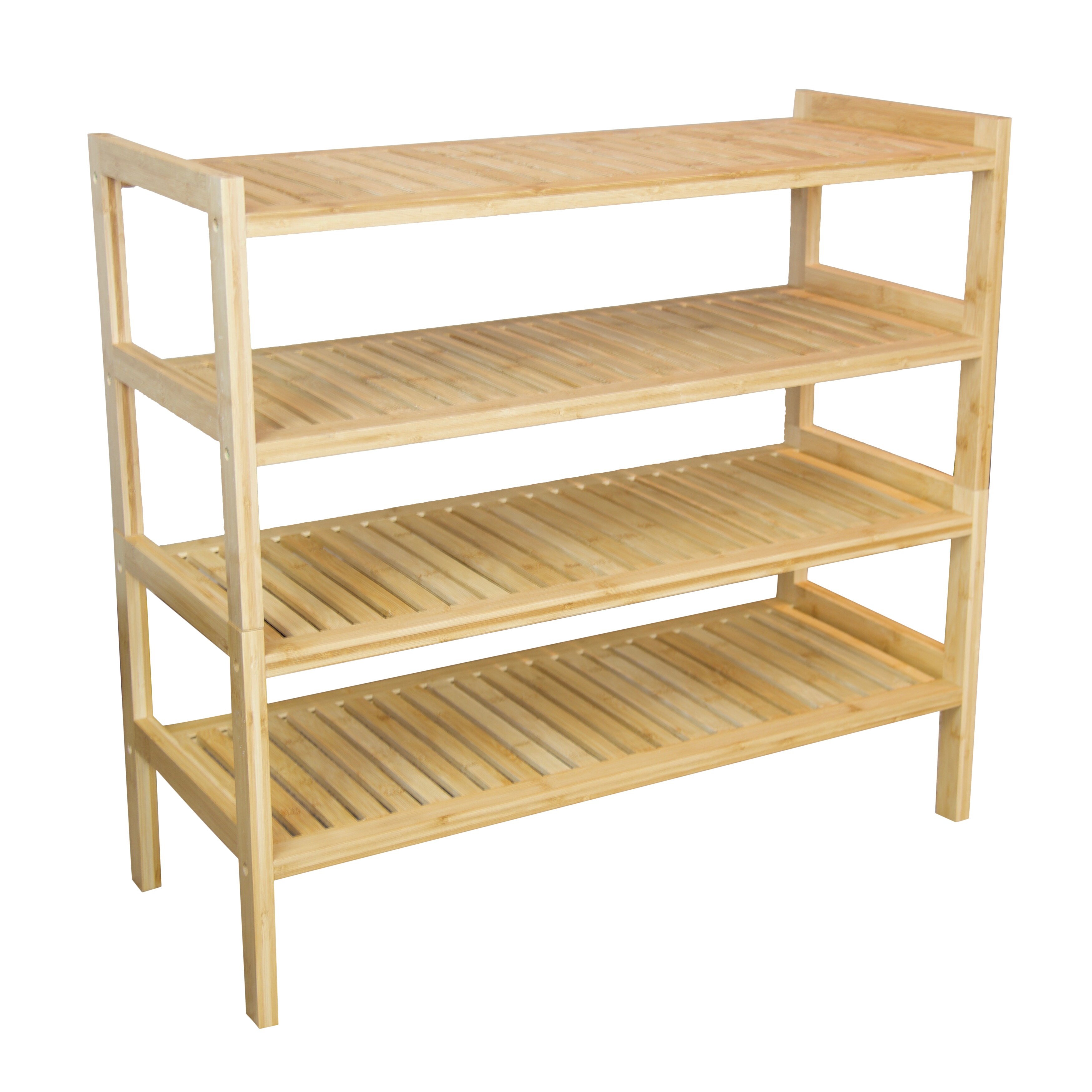 Shop Black Friday Deals On 2 Tier Slatted Stackable Solid Bamboo Shoe Rack Overstock 32151826