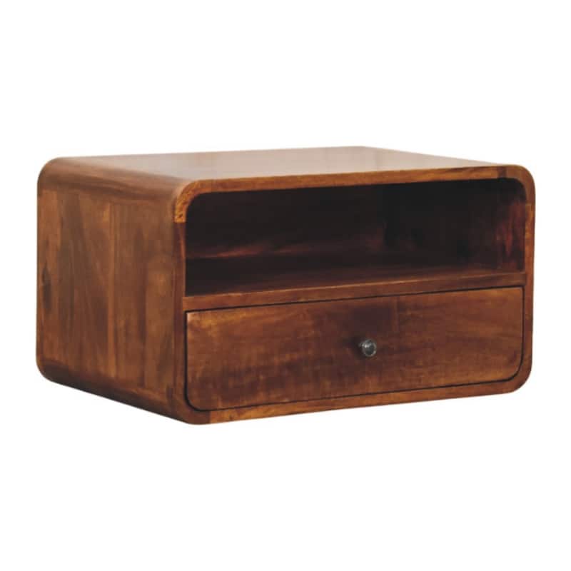 HomeRoots 22" Chestnut Solid Wood One Drawer Floating Nightstand