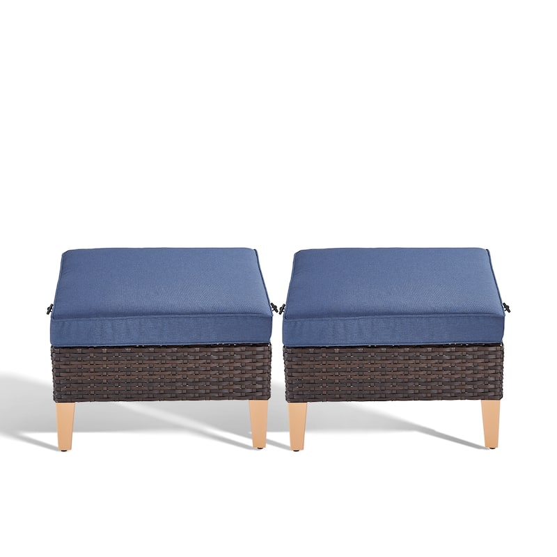 Patio Ottoman PE Wicker Ottoman Set
