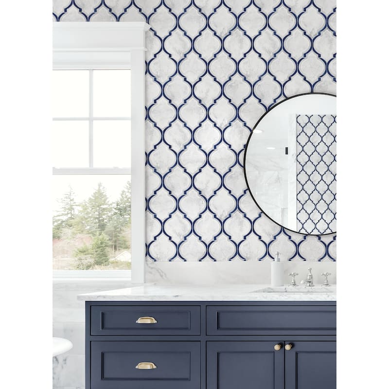 NextWall Marbled Ogee Peel and Stick Wallpaper