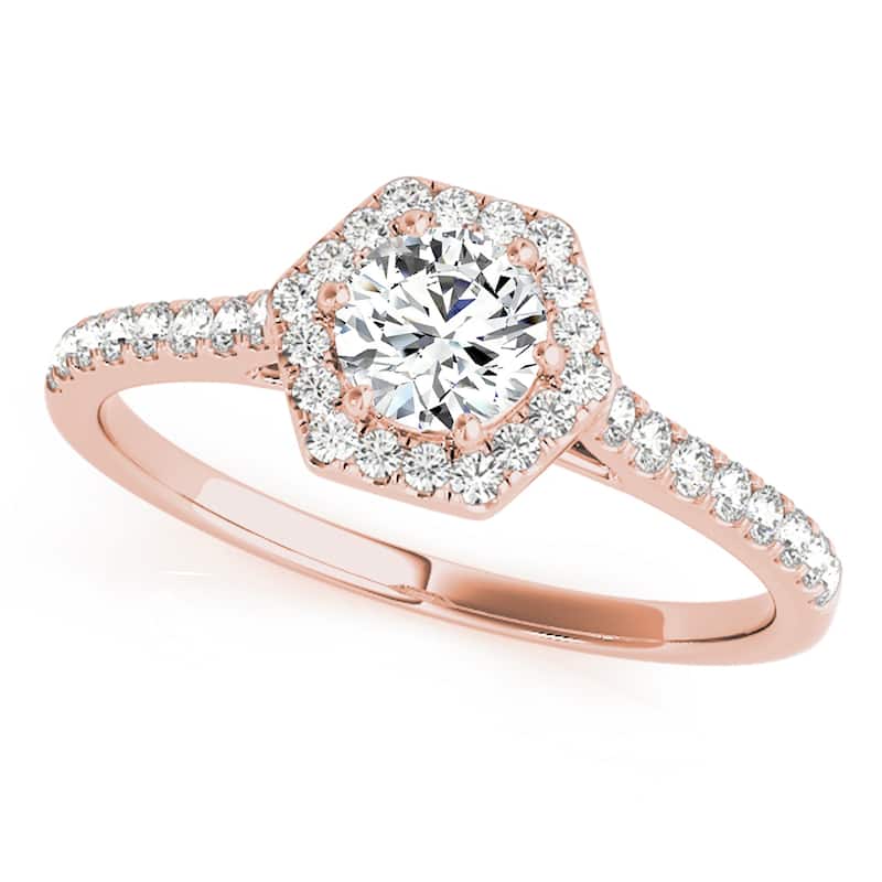 Auriya 14k Rose Gold Lab Grown Round Diamond Halo Engagement Ring 0.50 to 5.00 ct. tw. (F-G VS)