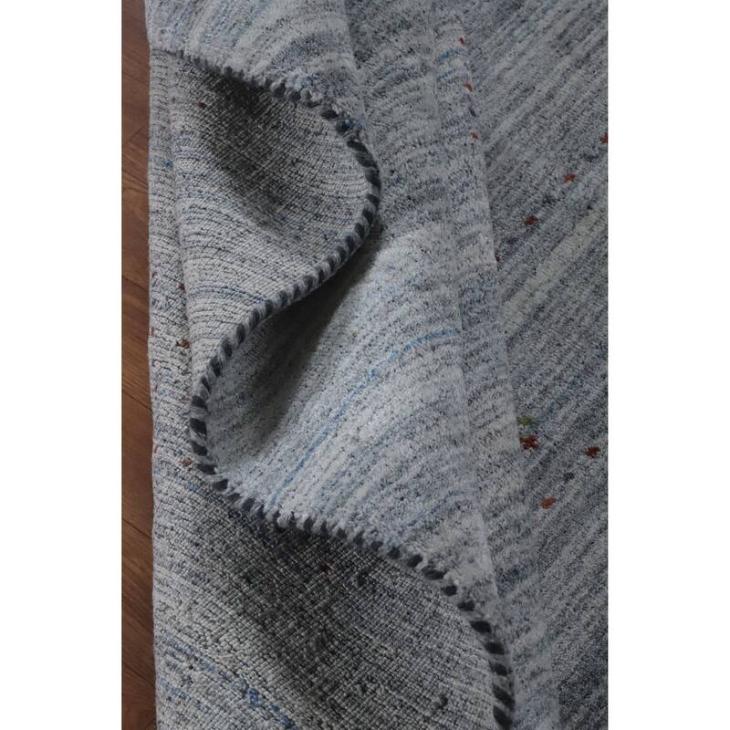 Hand Knotted Oriental 100% Wool Carpet Tribal Animal Pictorial Navy Blue & Blues Gabbeh Area Rug - 9' 7'' X 7' 11''