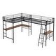 preview thumbnail 8 of 11, Twin Size Metal Loft Bed with Built-in Desks and Guardrails, Black