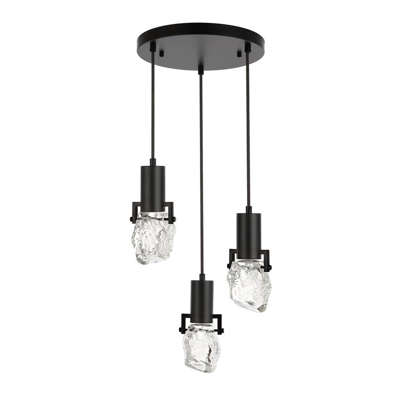 WINGBO 3-Light Modern Crystal Pendant Light Fixture Height Adjustable Hanging Light - N/A