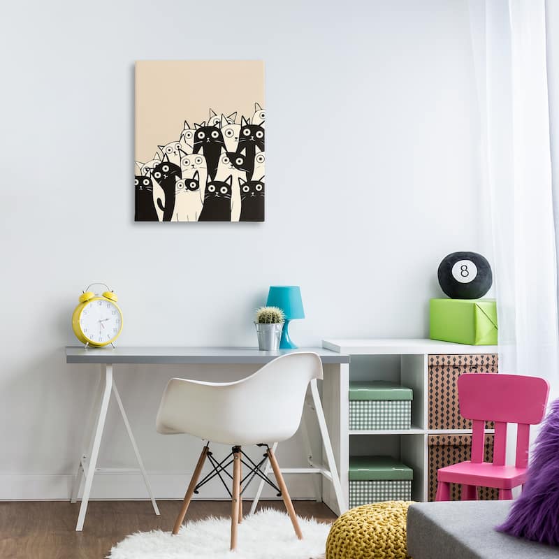 Stupell Fun Modern Black & White Cats Canvas Wall Art Design By Arlington Prints