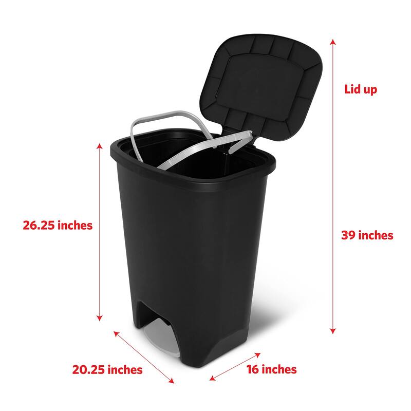 20 Gallon Trash Can, Plastic Kitchen Waste Bin with Lid, Hands Free ...