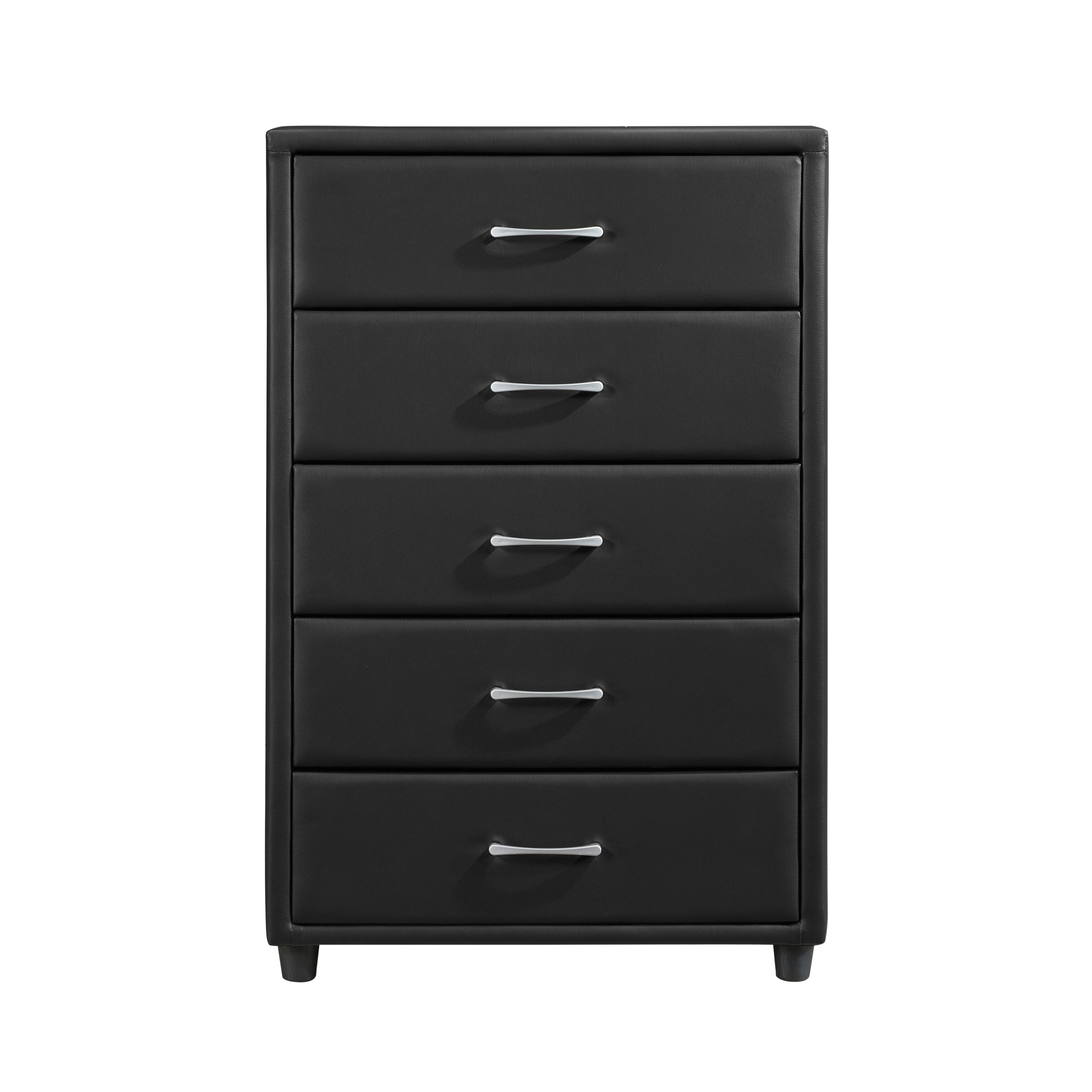 black dresser leather pulls Contemporary Durable Faux Covering 1pc Chest of Drawers Silver Tone Bar Stylish Furniture - Bed Bath & Beyond unique drawer pulls