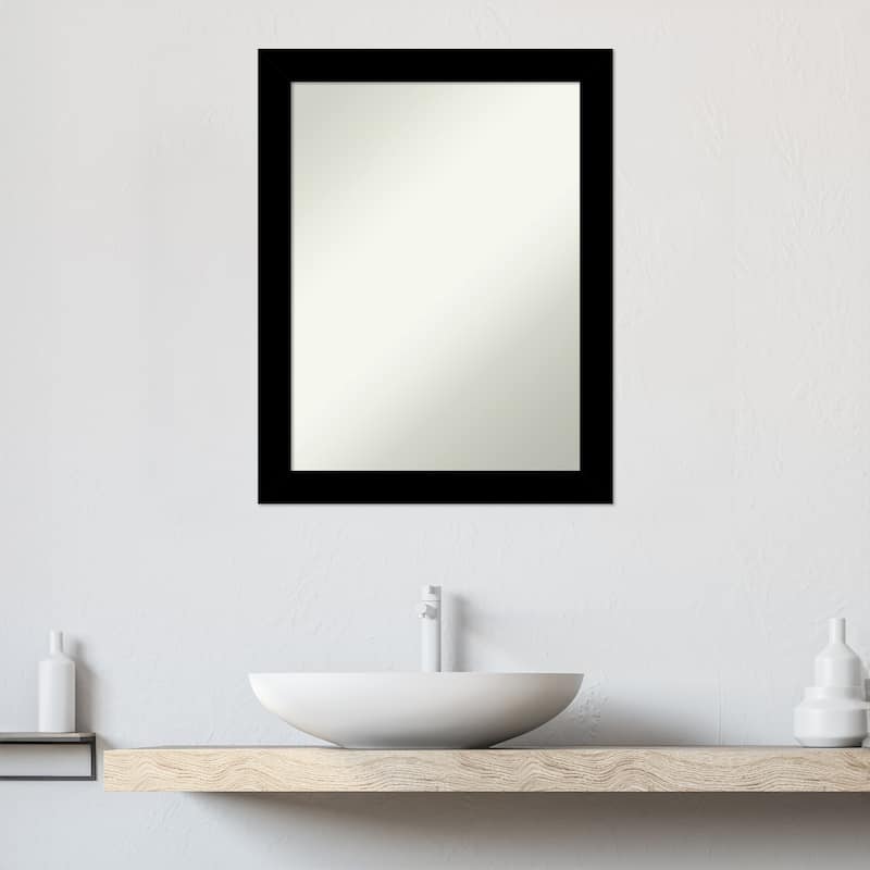 Brushed Non-Beveled Framed Bathroom Vanity Wall Mirror - Brushed Black