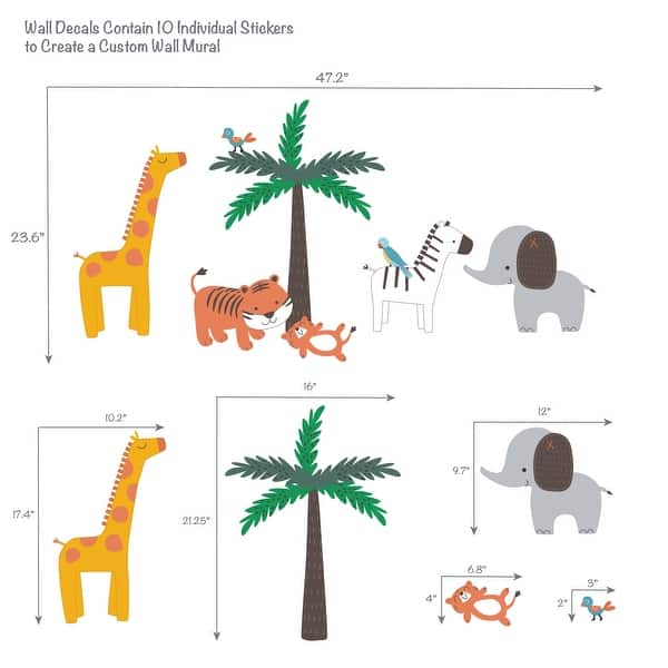 Bedtime Originals Lollipop Jungle Colorful Safari Themed Wall Decals/Stickers