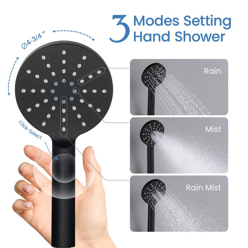 Circular Pressure Balanced Ceiling Mounted 2-Function Shower System with Rough In Valve