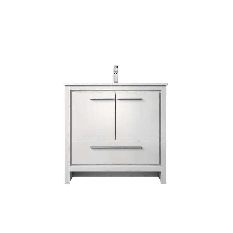 Lafarre Bath Vanity Cultured Marble Top, Sink and Chrome Faucet - 36 inch - White