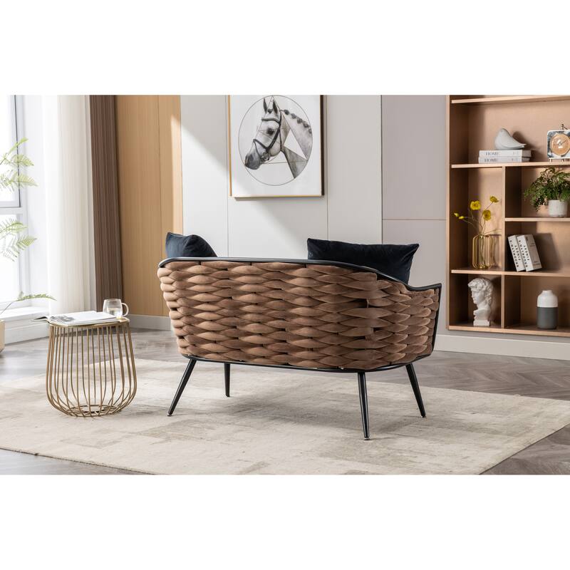 luxhomez Velvet Accent Chair Armsofa Tufted Sofa with Metal Frame for Living Room Bedroom Office Balcony Beige