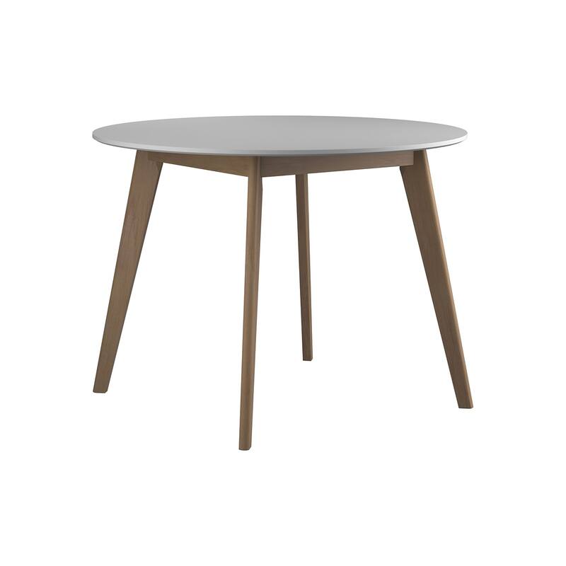 Two-tone Round Dining Table in White and Natural - White and Natural