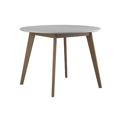 Two-tone Round Dining Table in White and Natural