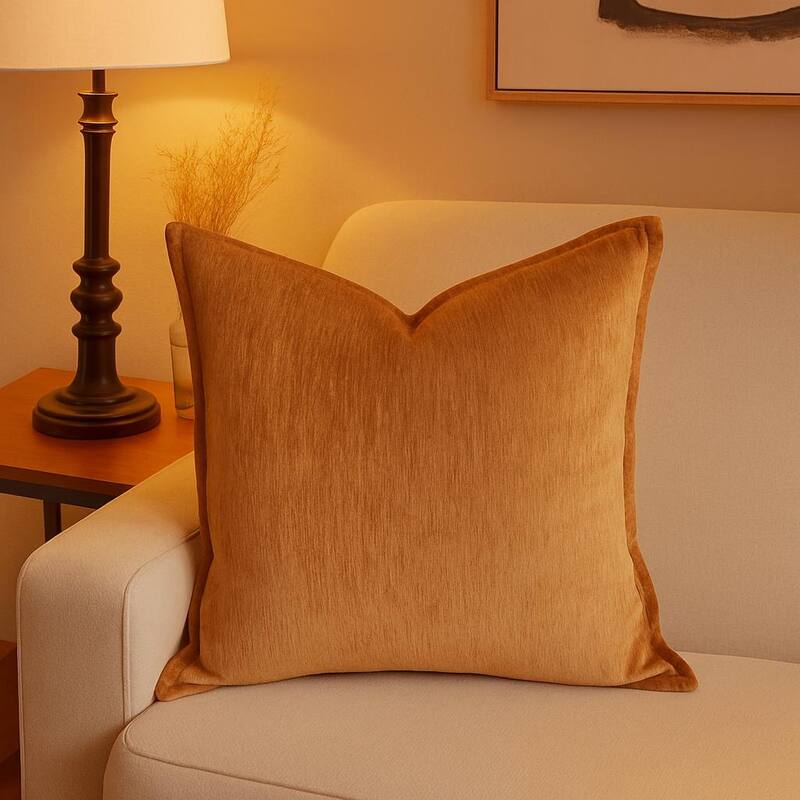 Velvet Throw Pillow - Luxe Mocha Shine with a Soft, Glimmering Finish