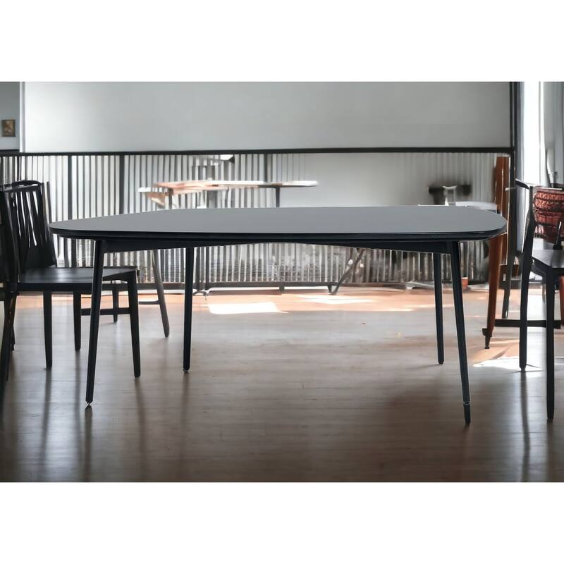 HomeRoots 47" Black And Black Marble Stone Free Form Coffee Table