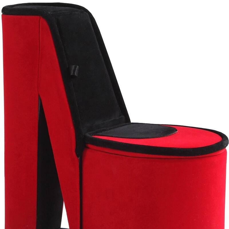 9" Red And Black Velvet High Heel Jewelry Box