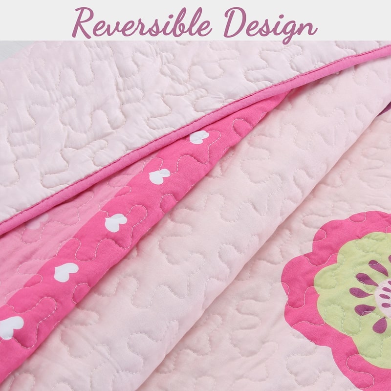 Cozy Line Pink Flower Garden Girl Quilt Bedding Set