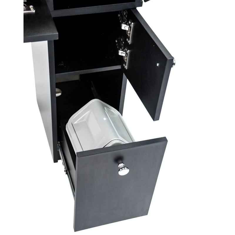 Sonoma II Manicure Table Heavy Duty Nail Station, Black Silver Marble Top - N/A