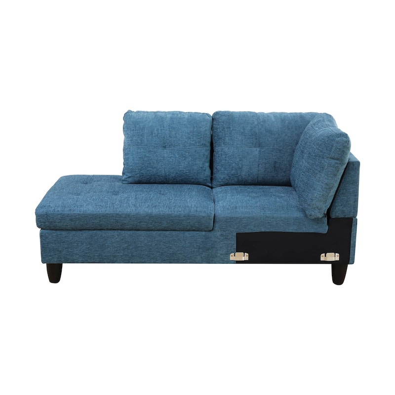 Blue Flannel 3-Piece Living Room Sofa Set