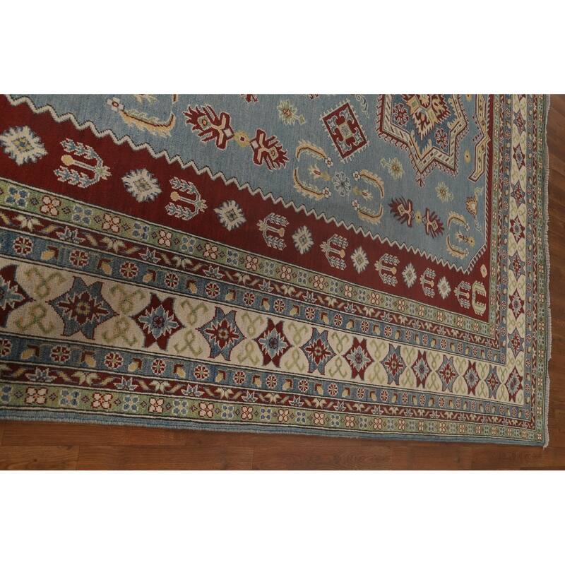 Light Blue Kazak Rug Handmade Traditional Oriental Wool Carpet - 8'3"x 11'5"