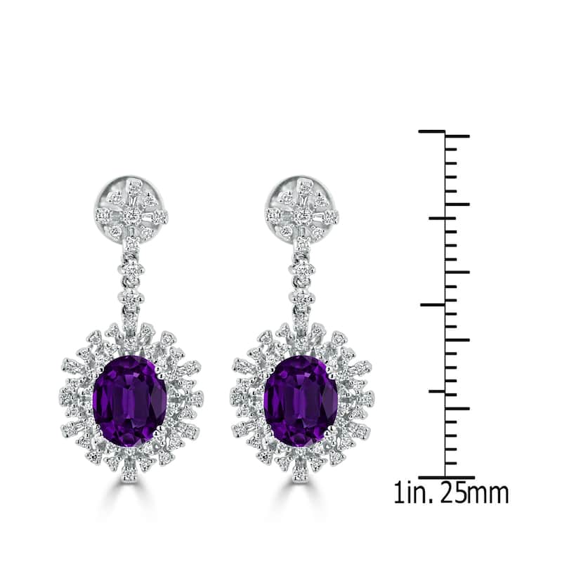 Auriya 4 5/8ct Fancy Oval-cut Amethyst Halo Diamond Drop Earrings 1 1/3ctw 18k Gold