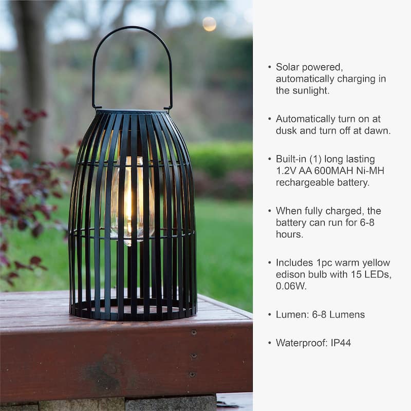 Glitzhome 9.75"H Metal Woven Solar Powered Outdoor Hanging Lantern