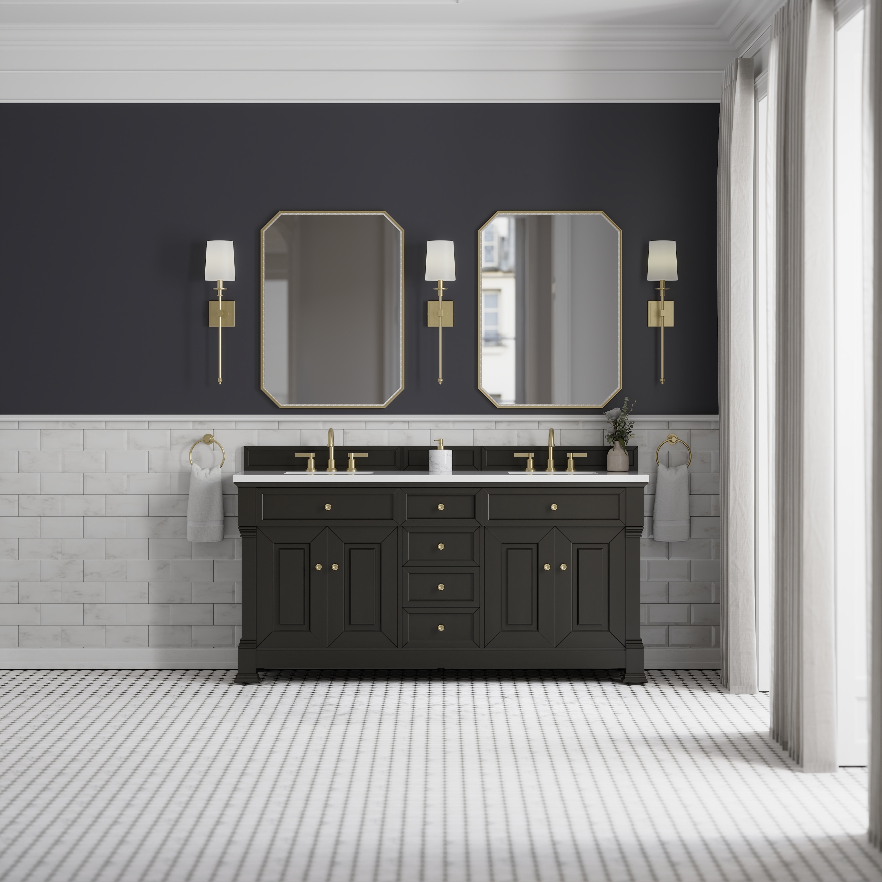 James Martin Vanities Brookfield 72" Double Vanity, Black Onyx