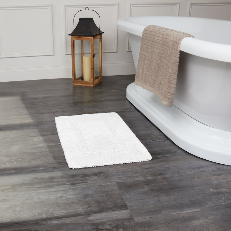 Fabstyles Basix Soft & Absorbent Reversible Cotton Bath Rug - 16 x 24 - White