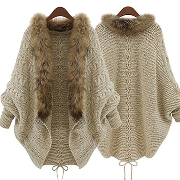faux fur collar shawl