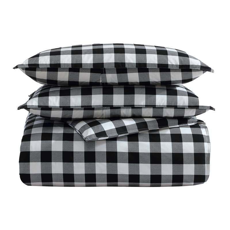 Eddie Bauer Mountain Plaid Black/White Cotton Comforter Set