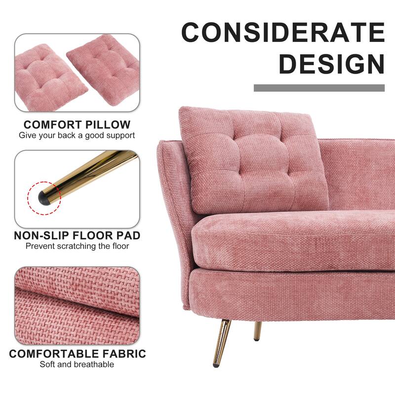 Upholstered Loveseat Sofa Chair with Golden Metal Legs