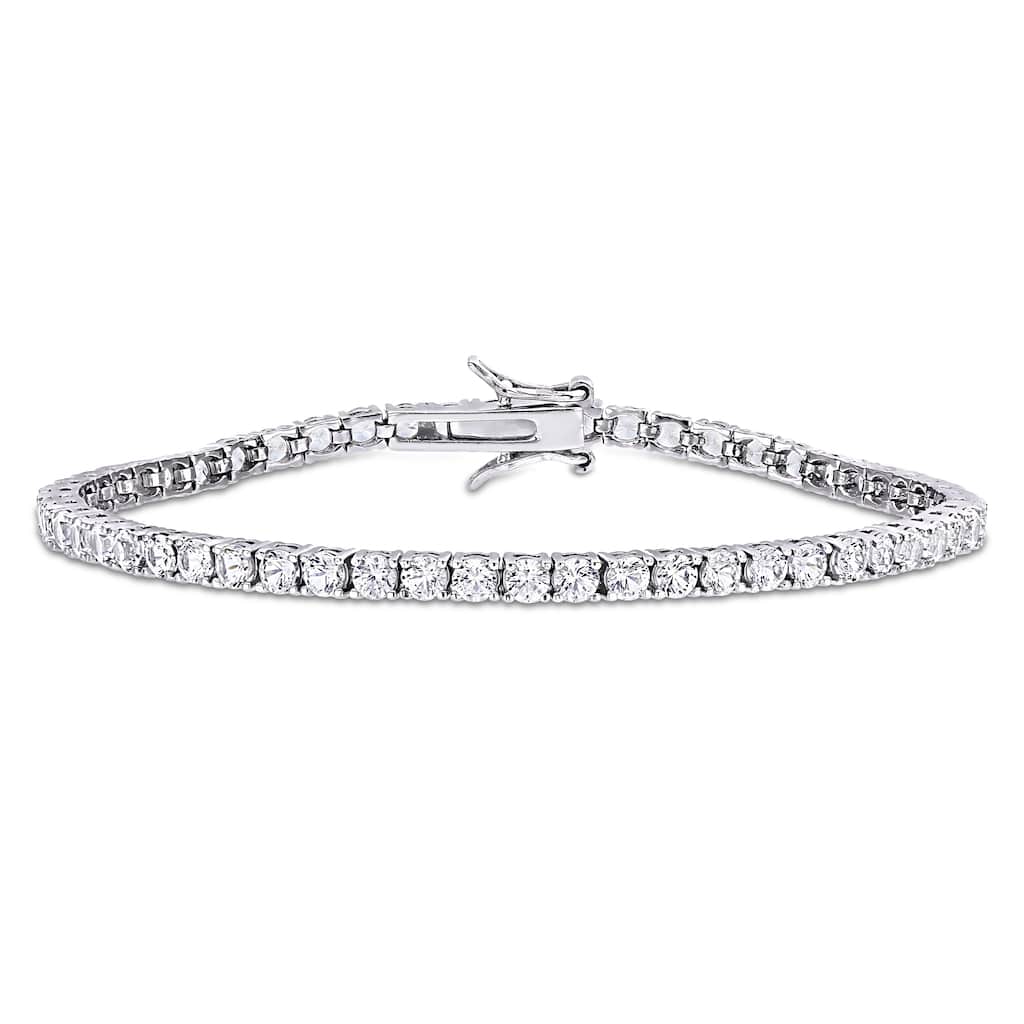 8 1/4ct TGW Created White Sapphire Tennis Bracelet in Sterling Silver by Miadora - 7 in x 3.2 mm x 3 mm - 7 in x 3.2 mm x 3 mm
