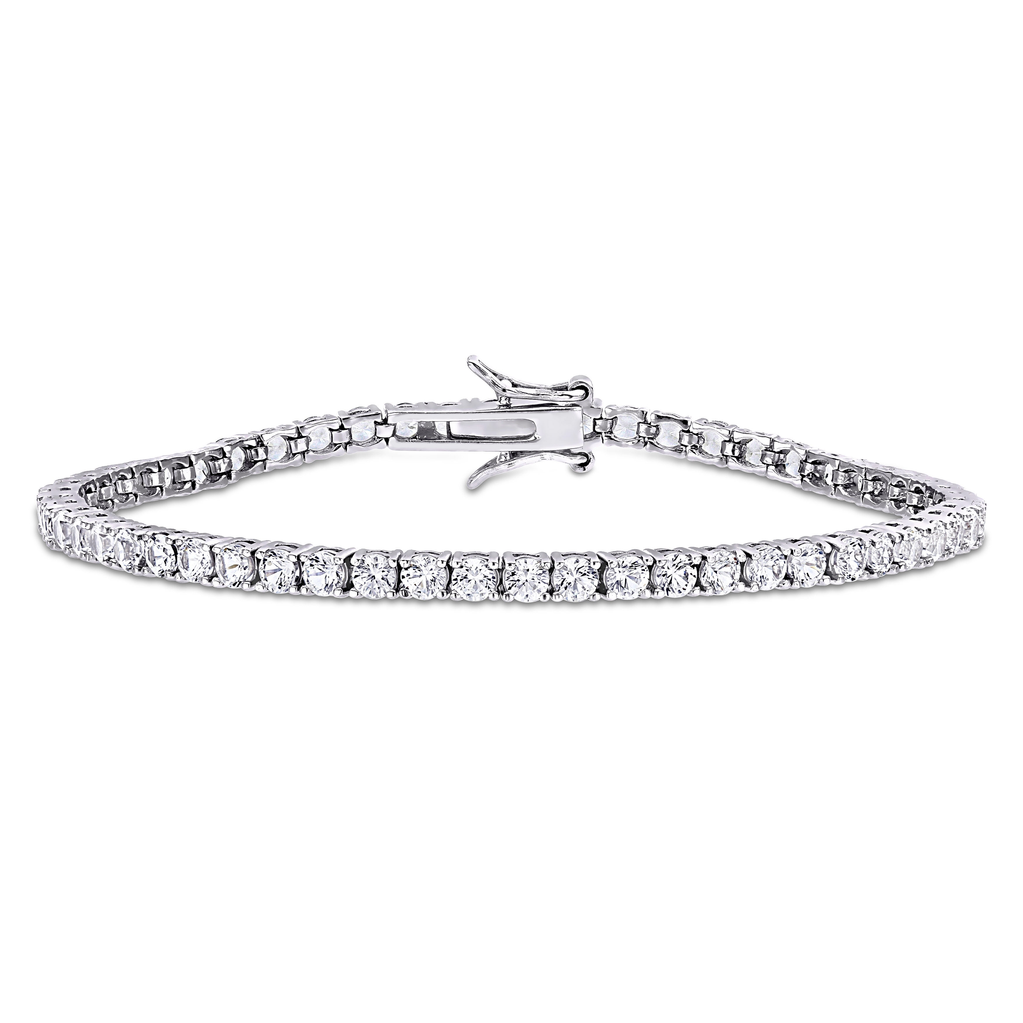 Miadora 8 1/4ct TGW Created White Sapphire Tennis Bracelet Sterling Silver - 7 in x 3.2 mm x 3 mm