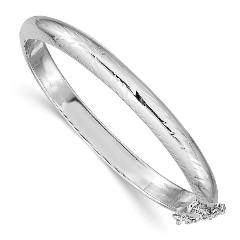 Curata 925 Sterling Silver Chidrens 5.5" 5mm Textured Hinged Bangle Bracelet