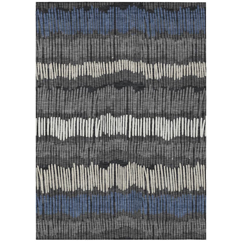 Machine Washable Indoor/ Outdoor Chantille Abstract Stripe Rug